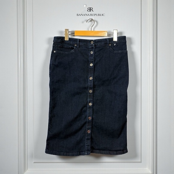 Banana Republic Dresses & Skirts - NEW, BANANA REPUBLIC, Button-Front Denim Skirt, Size 8, Dark Wash